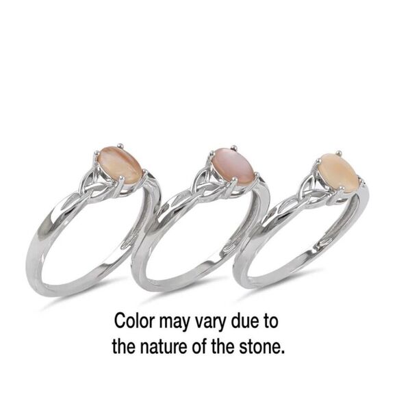 Sterling Silver Center Stone Charmed Pink Mother of Pearl Ring New - Picture 4 of 5